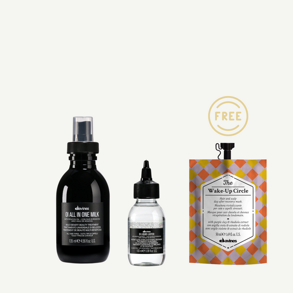 Davines OI All-In-One Milk 135ml + OI Liquid Luster 100ml FREE Instant Hair Mask