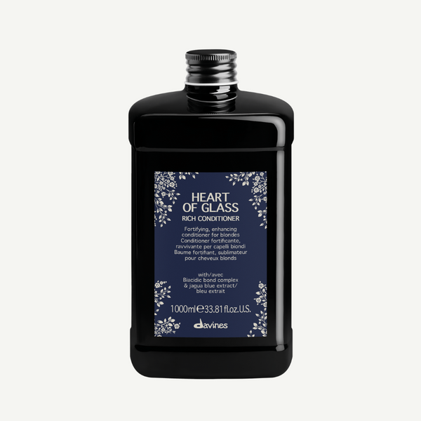 Davines HEART OF GLASS Rich Conditioner 1000ml | Daily Blue Conditioner for Bleached Hair