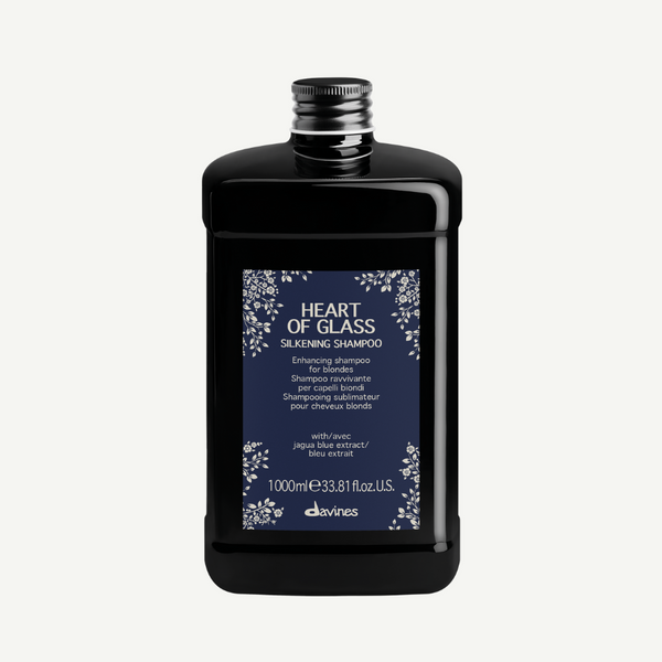 Davines HEART OF GLASS Silkening Shampoo 1000ml | Daily Blue Shampoo for Bleached Hair