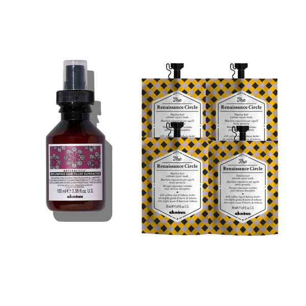 Davines PURIFYING Shampoo 1000ml + Gel 150ml + Well-being Shampoo 1000ml + Well-being Conditioner 1000ml I FREE Replumping Superactive + 4 TCC Renaissance